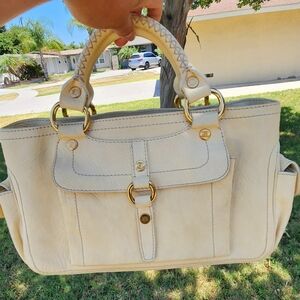 Céline Boogie Ivory Ce02 Cream Leather Satchel